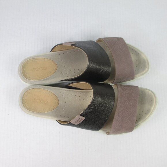 ECCO DAMARA II Slide Leather Flats Sandal Licorice/Deep Taupe 10 US/41 EU - Picture 6 of 9